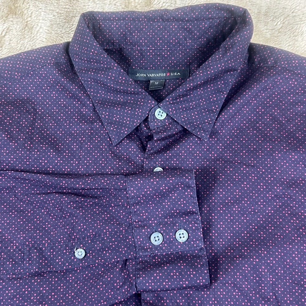 John Varvatos USA Mens Purple Polka Dot‎ Long Sleeve Button Down Shirt M W184U3B